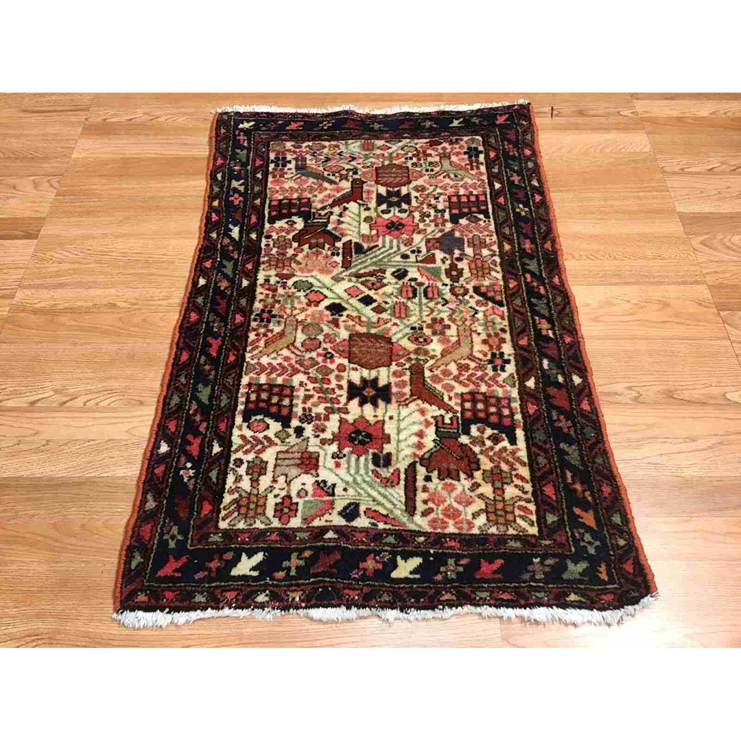 Handsome Hamadan- 1930s Antique Persian Rug - Tribal Carpet - 2'4" x 3'9" ft