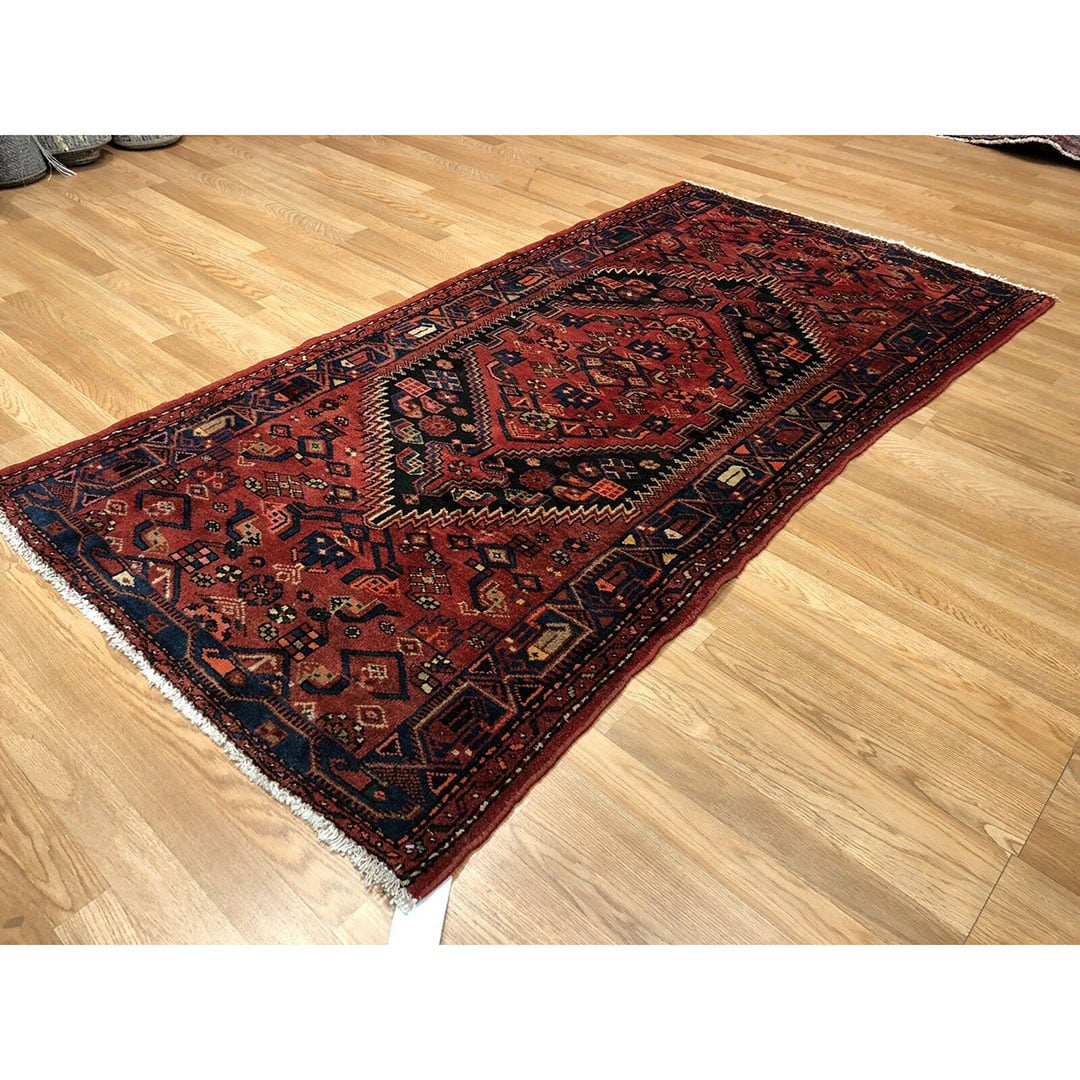 Handsome Hamadan - 1920s Antique Persian Rug - Tribal Carpet - 3'5" x 6'9" ft