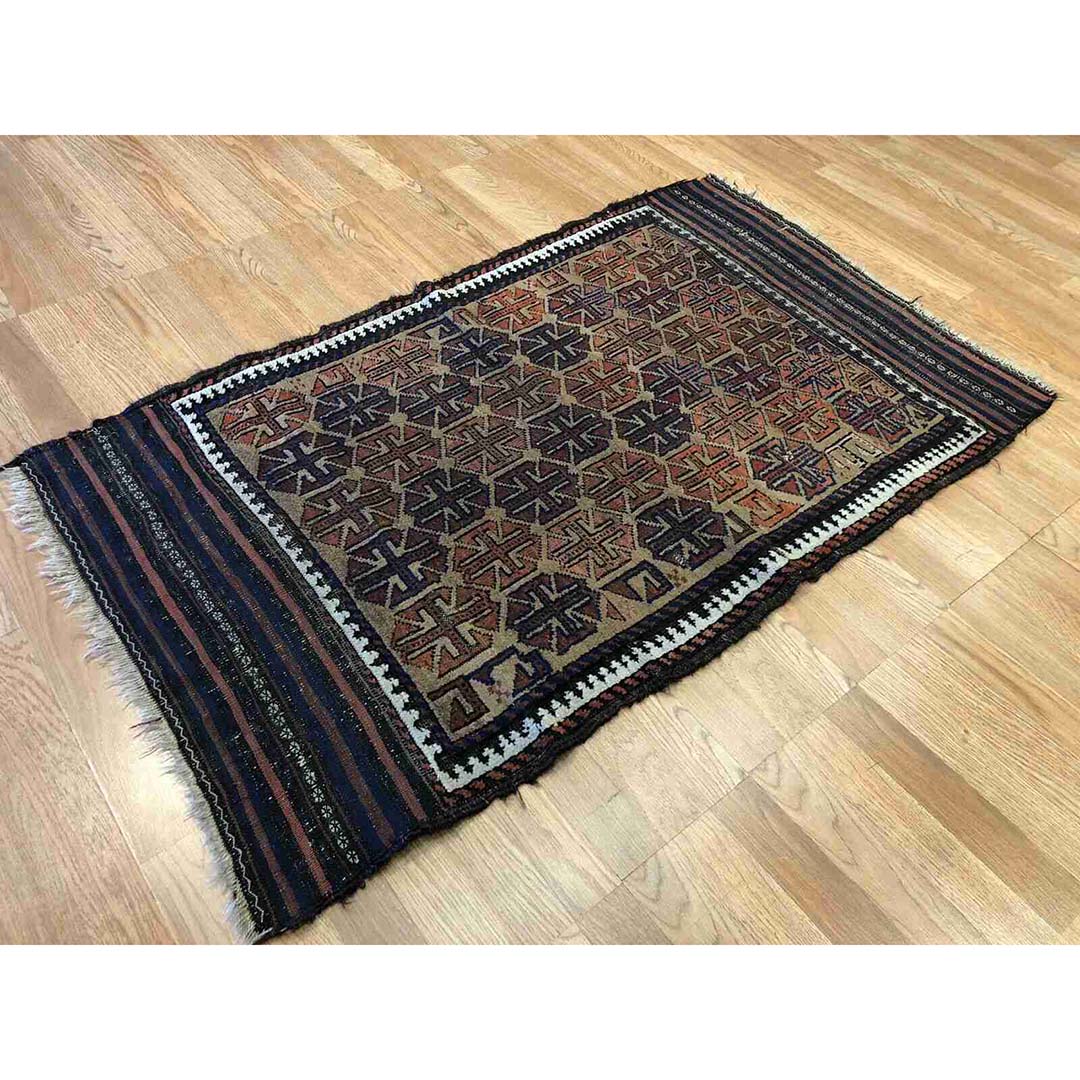 Beautiful Balouch - 1900s Antique Persian Rug - Camel Hair Carpet - 2'10" x 4'7" ft