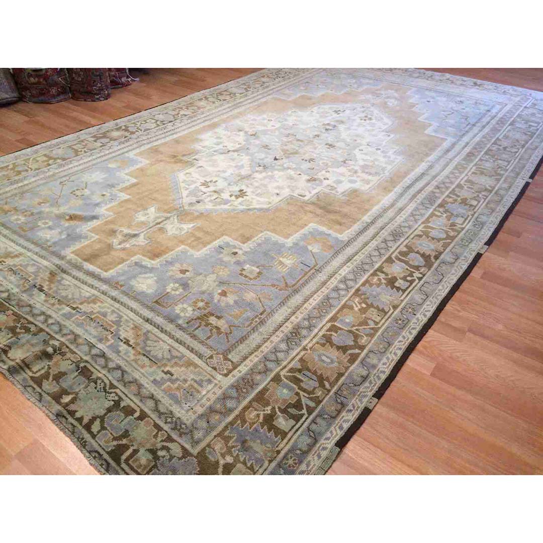Tremendous Turkish - 1930s Antique Oushak Rug - Ushak Oriental Carpet - 7'9" x 13' ft.