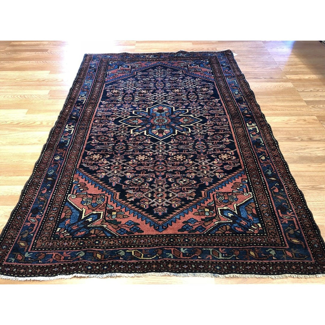 Handsome Hamadan - 1920s Antique Persian Rug - Tribal Carpet - 4'8" x 7' ft