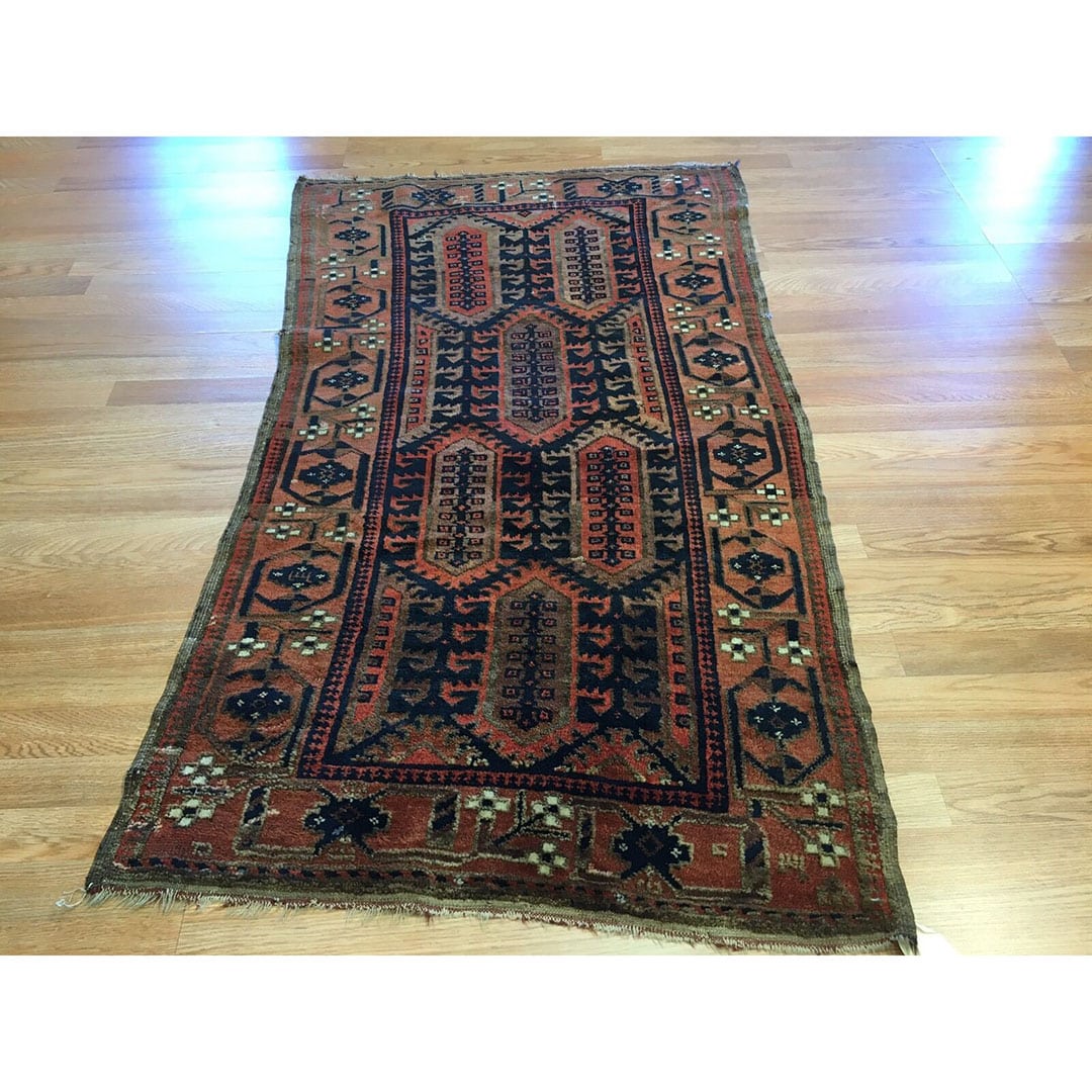 Beautiful Balouch - 1900s Antique Persian Rug - Tribal Carpet - 3' x 5'2" ft