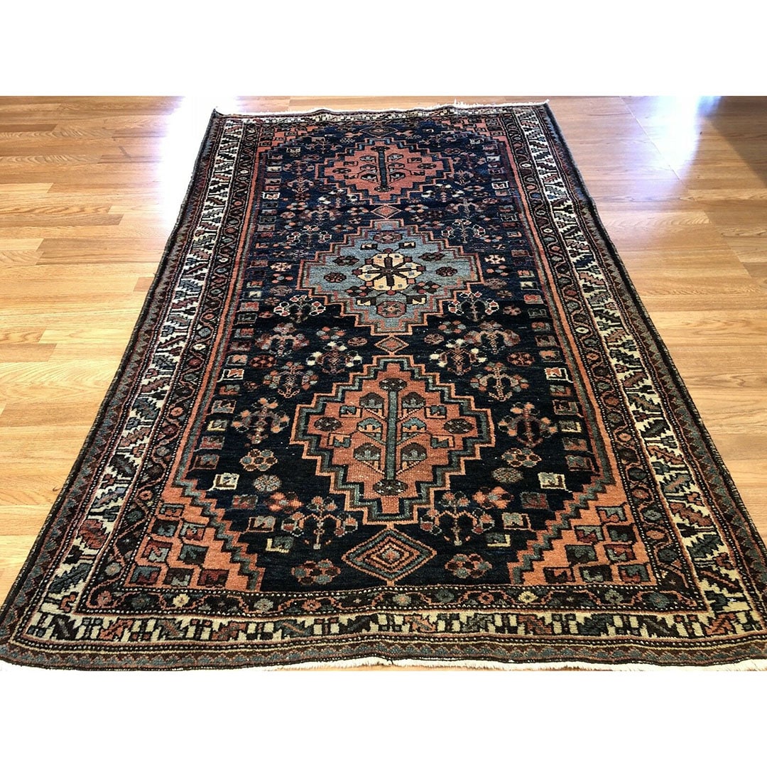 Handsome Hamadan - 1920s Antique Persian Rug - Tribal Carpet - 4'1" x 6'8" ft