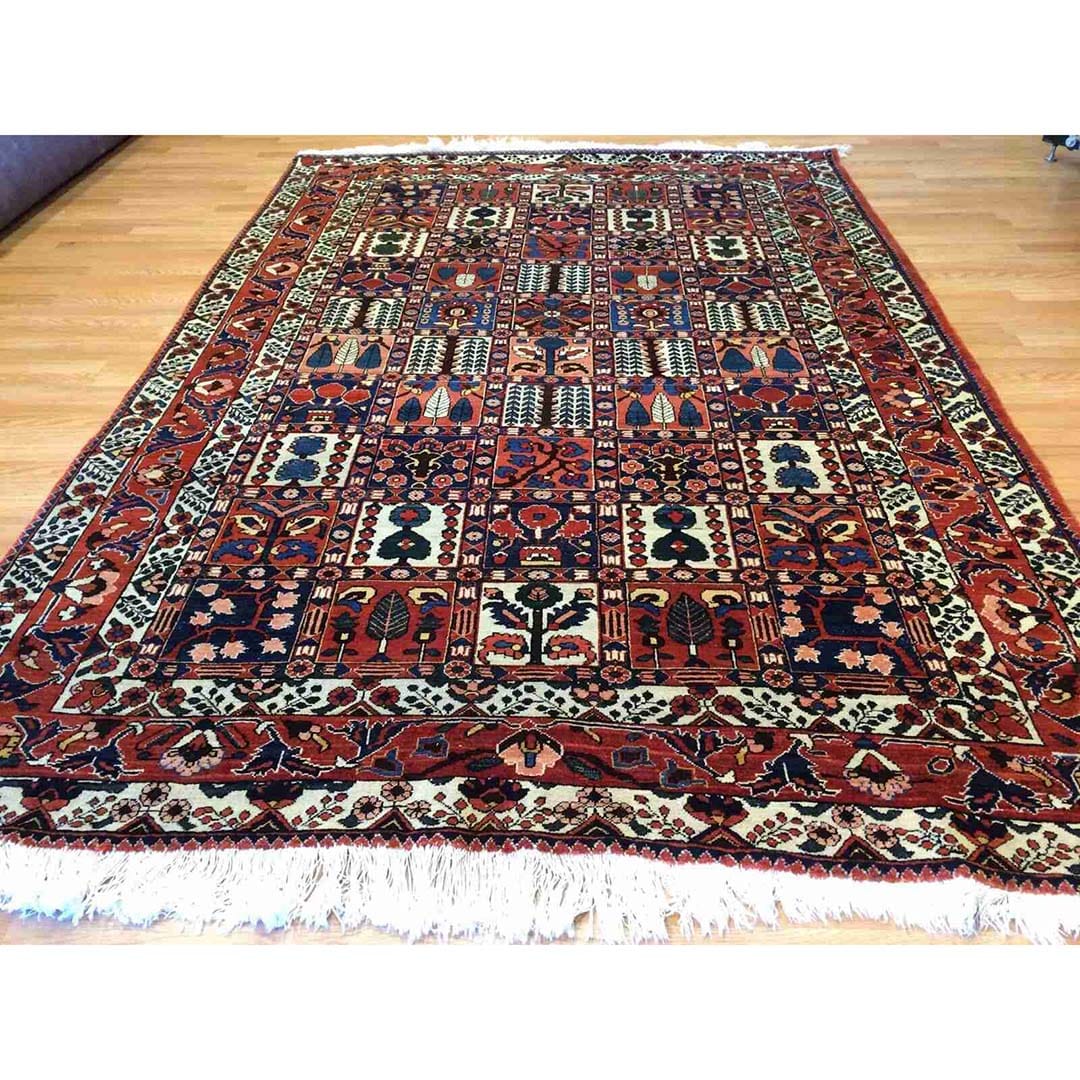 Beautiful Bakhtiari - 1960s Vintage Persian Rug - Panel Carpet - 6'8" x 9'9" ft