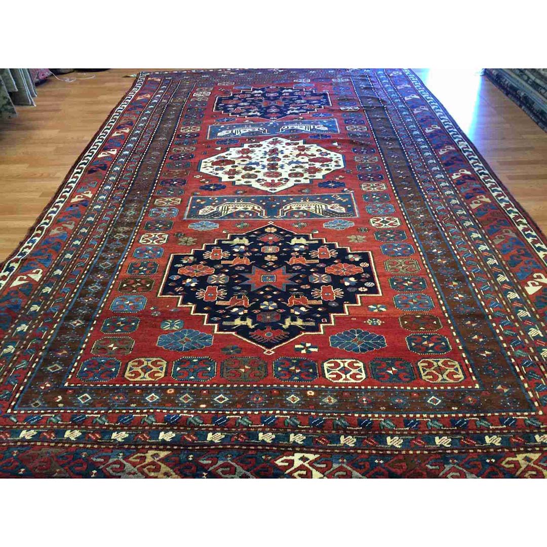Collectible Caucasian - 1880s Antique Kazak Rug - Tribal Carpet - 8'8" x 14'7" ft.