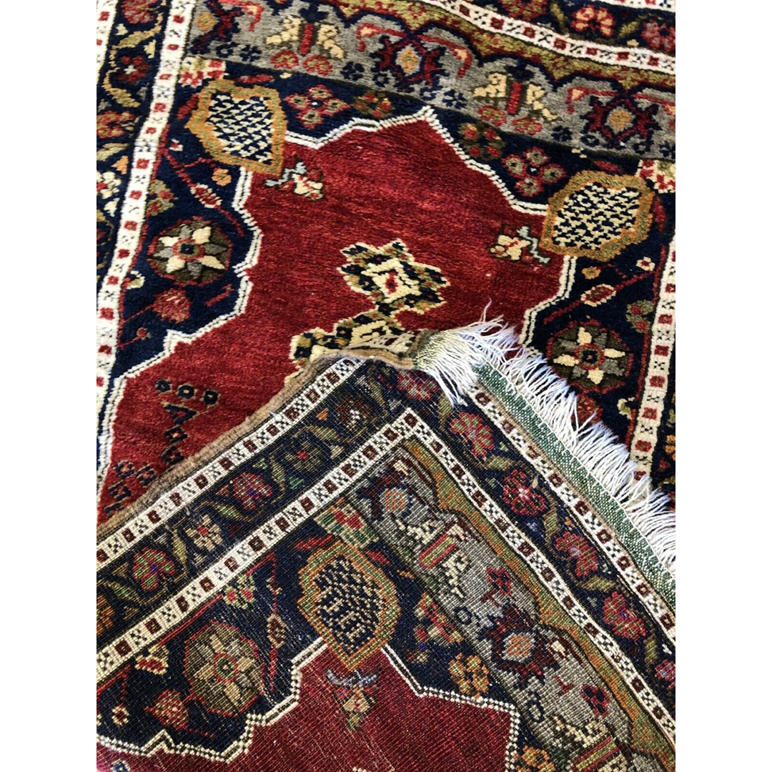 Youthful Yastik - 1930s Antique Turkish Rug - Tribal Oriental Carpet - 2' x 3' ft.