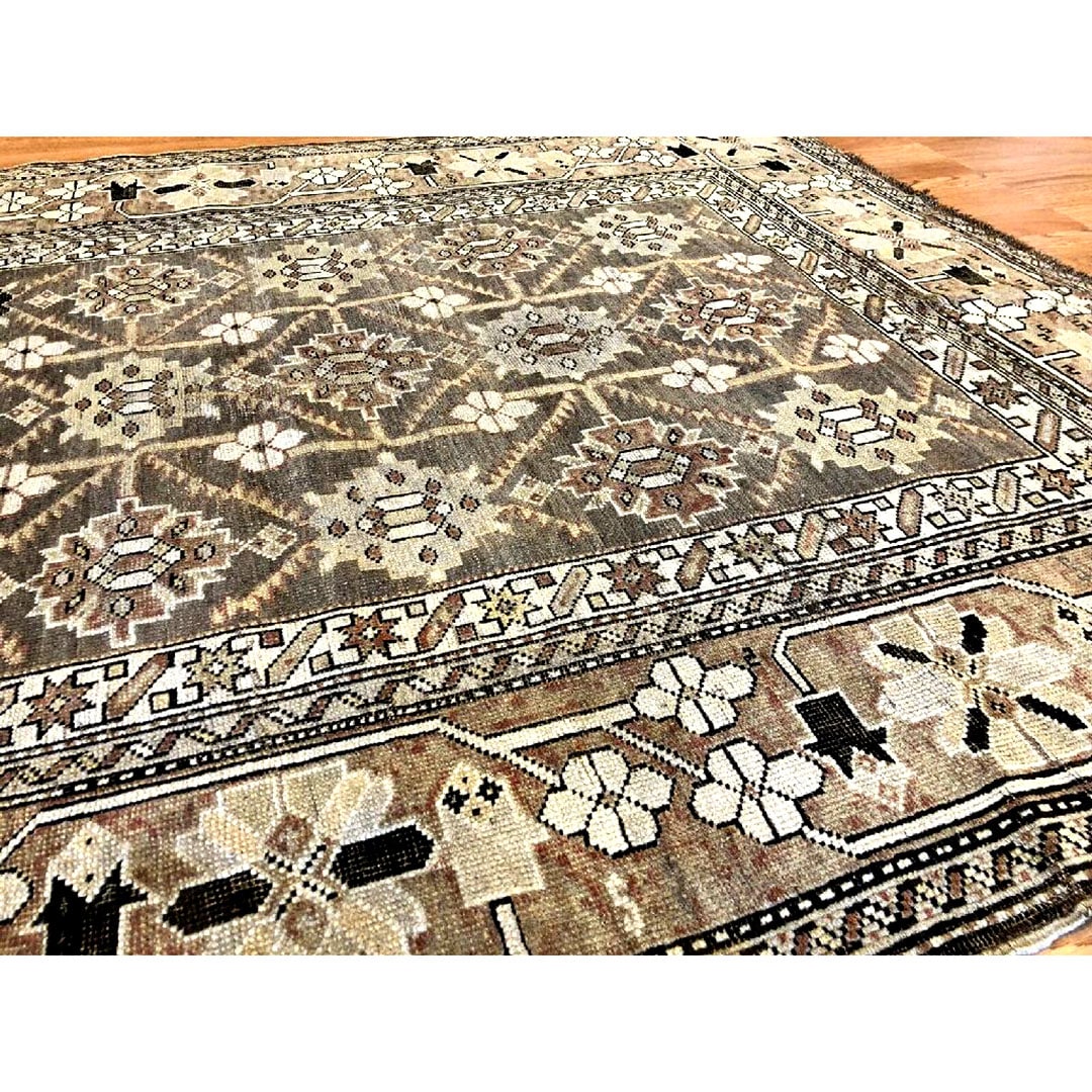 Classic Caucasian - 1900s Antique Kazak Rug - Tribal Nomad Carpet - 3'11" x 4'11" ft