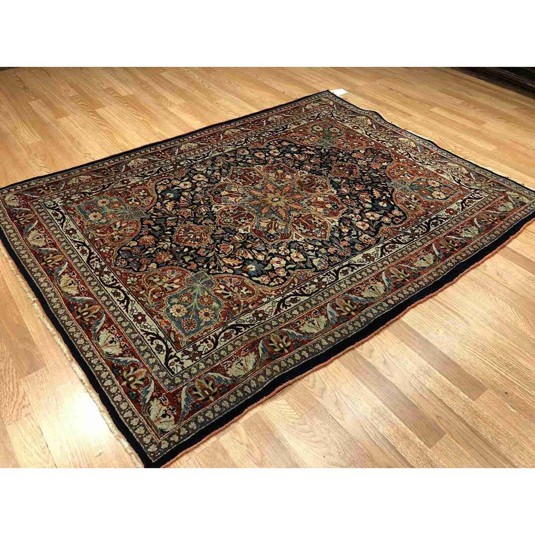 Quality Qazvin - 1900s Antique Persian Rug - Floral Carpet - 4'6" x 6' ft