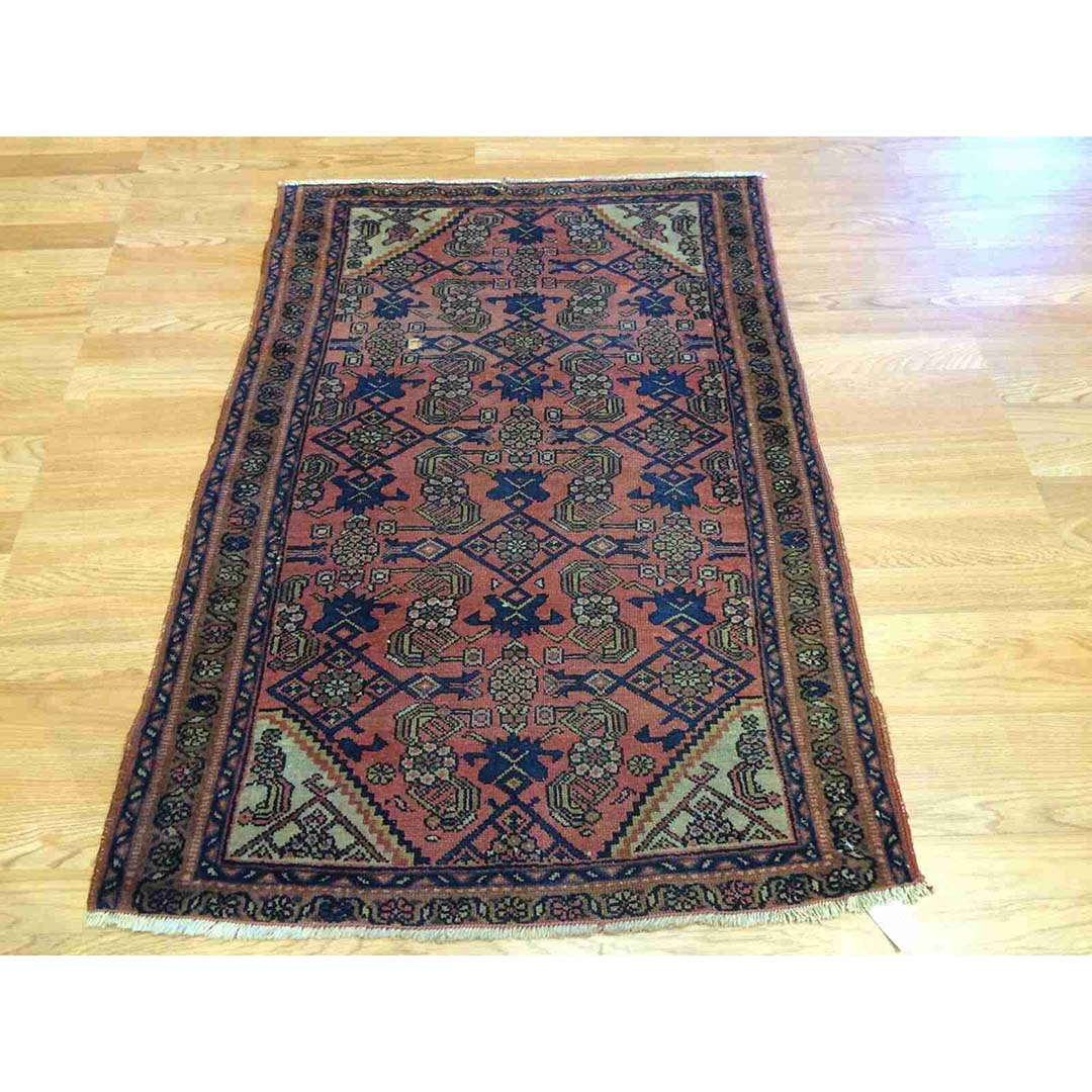 Marvelous Mahal - 1900s Antique Persian Rug - Herati Carpet - 2'8" x 4'1" ft