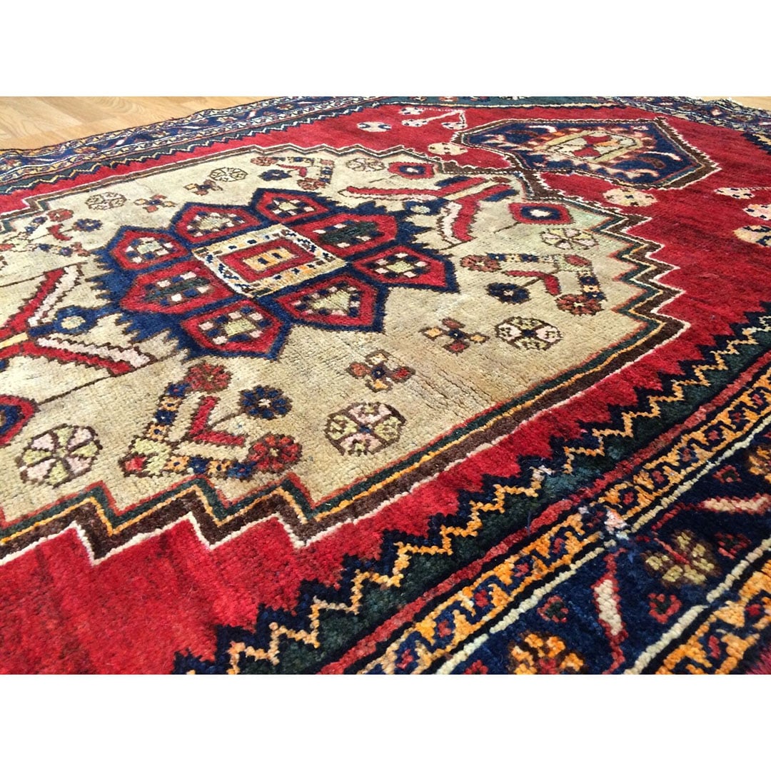 Handsome Hamadan - 1940s Antique Persian Rug - Handmade Carpet - 4'1" x 6' ft