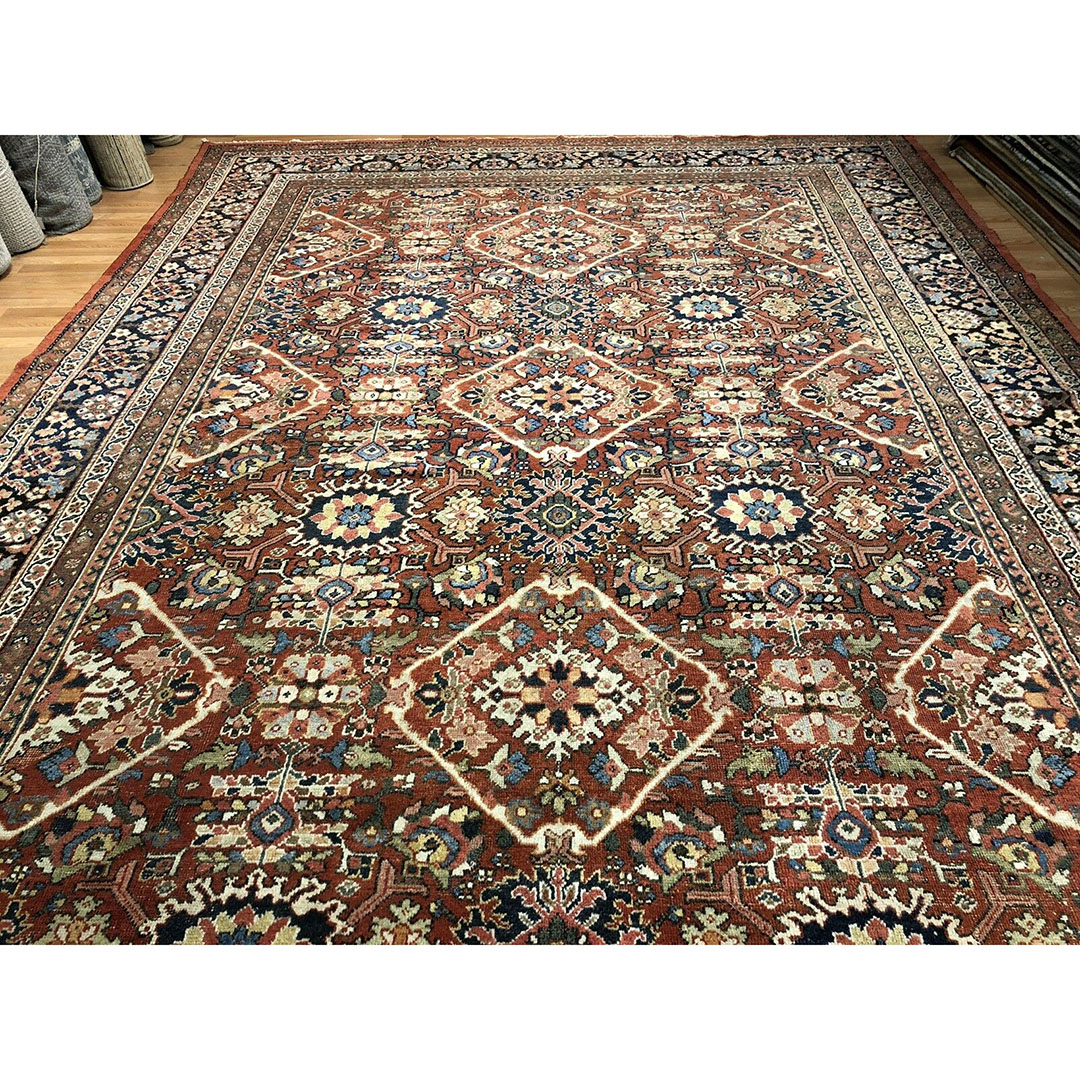 Marvelous Mahal - 1900s Antique Persian Rug - Handmade Carpet - 10'5" x 14'2" ft
