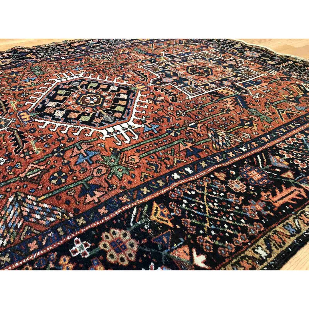 Handsome Heriz - 1930s Antique Karaja Rug - Tribal Carpet - 4'4" x 6'3" ft