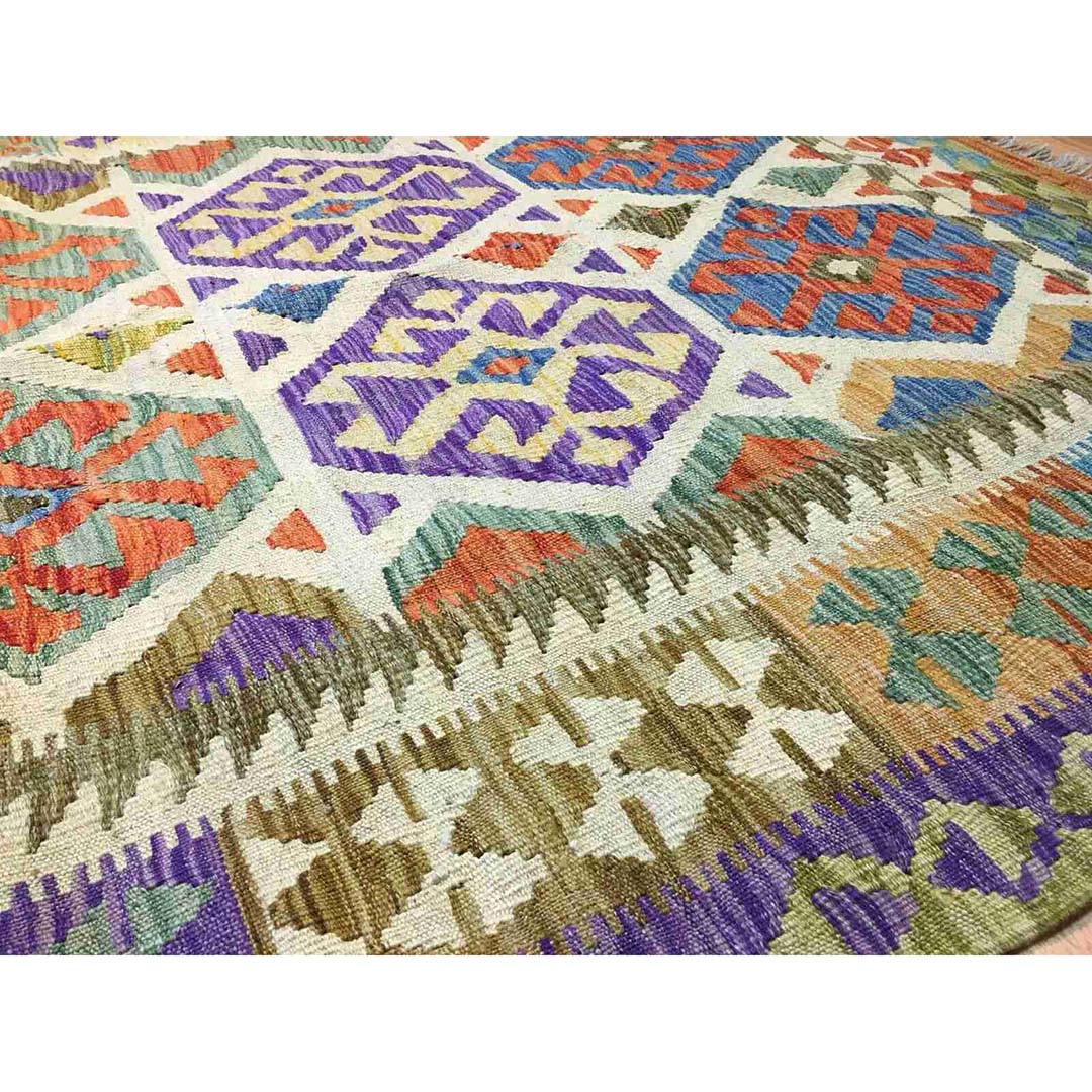 Crisp Colorful - New Kilim Rug - Flatweave Tribal Carpet - 4'10" x 6'6" ft.