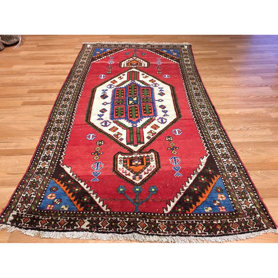 Terrific Tribal - 1940s Antique Kurdish Rug - Persian Carpet - 4'4" x 8'1" ft.