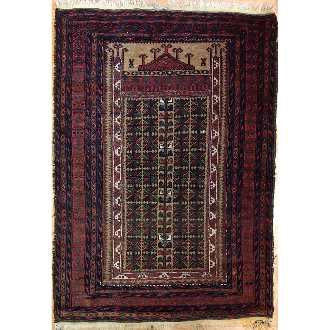 Beautiful Balouch - 1940s Antique Persian Rug - Tribal Carpet - 3' x 5' ft