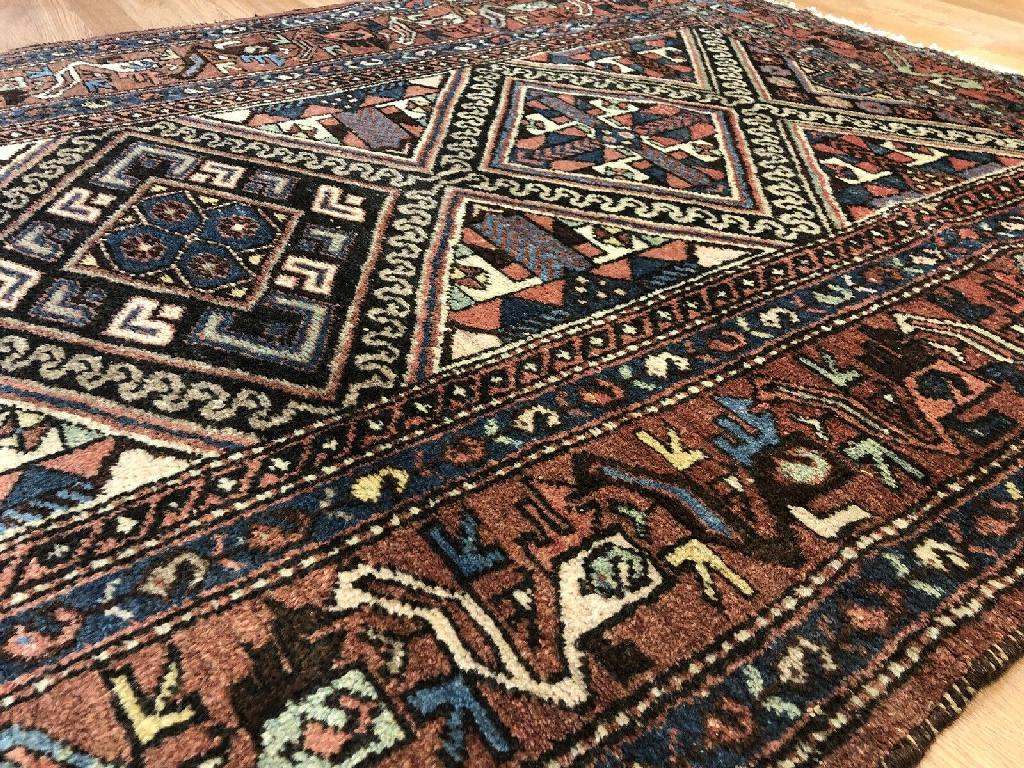 Handsome Hamadan - 1930s Antique Persian Rug - Tribal Carpet - 4'2" x 6'6" ft