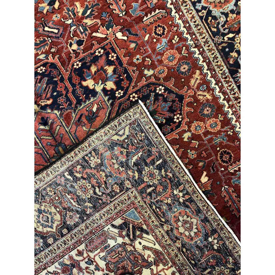 Handsome Heriz - 1930s Antique Persian Rug - Tribal Carpet - 9' x 12'8" ft