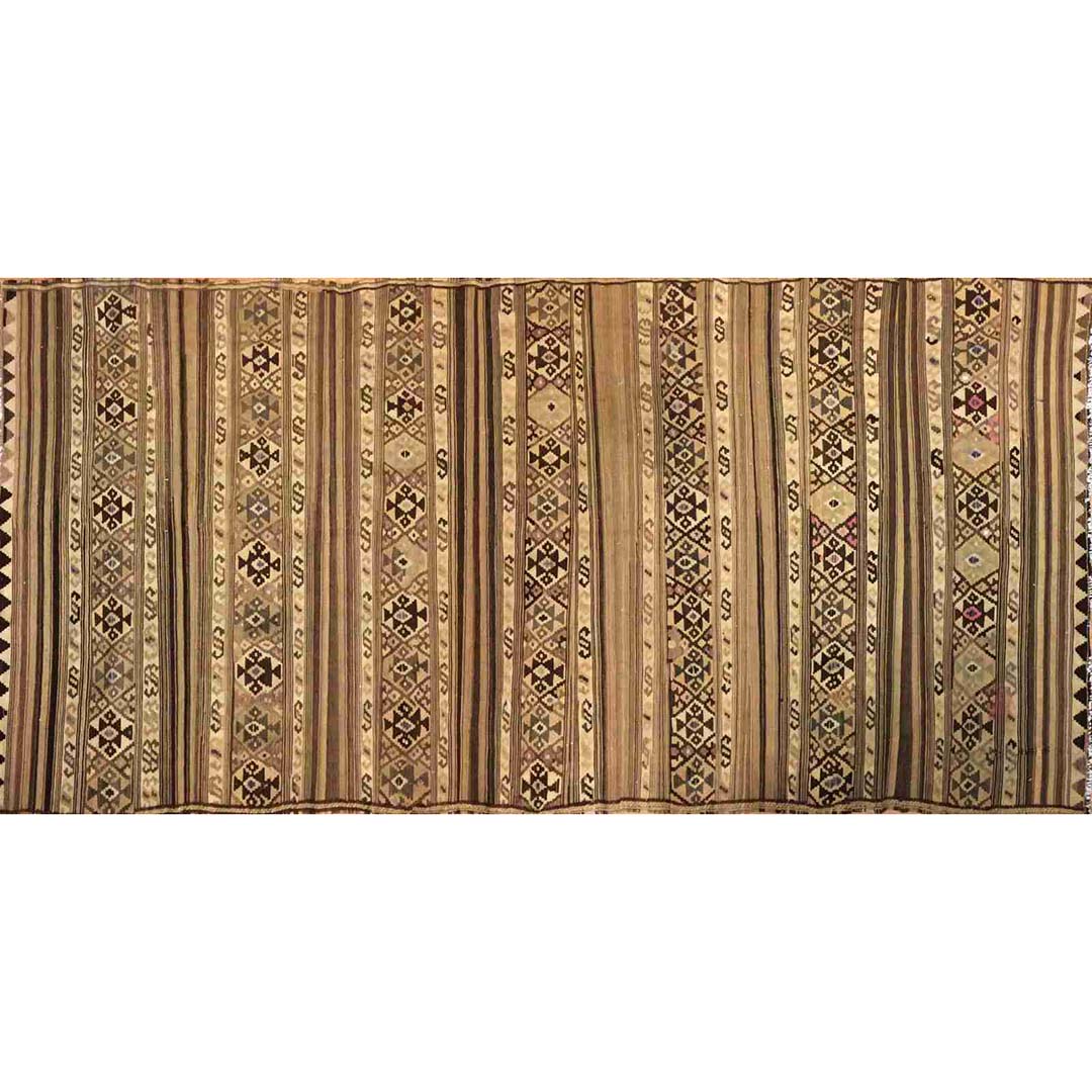 Amazing Azerbaijani - 1900s Antique Caucasian Kilim - Flatweave Rug 4'7" x 9'1" ft