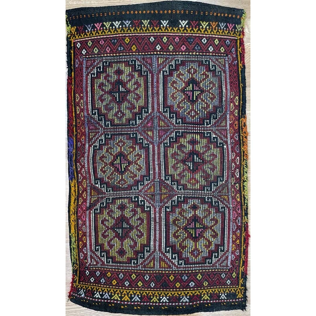 Terrific Tribal - 1900s Antique Bag Face Rug - Turkish Kilim - 1'9" x 3' ft