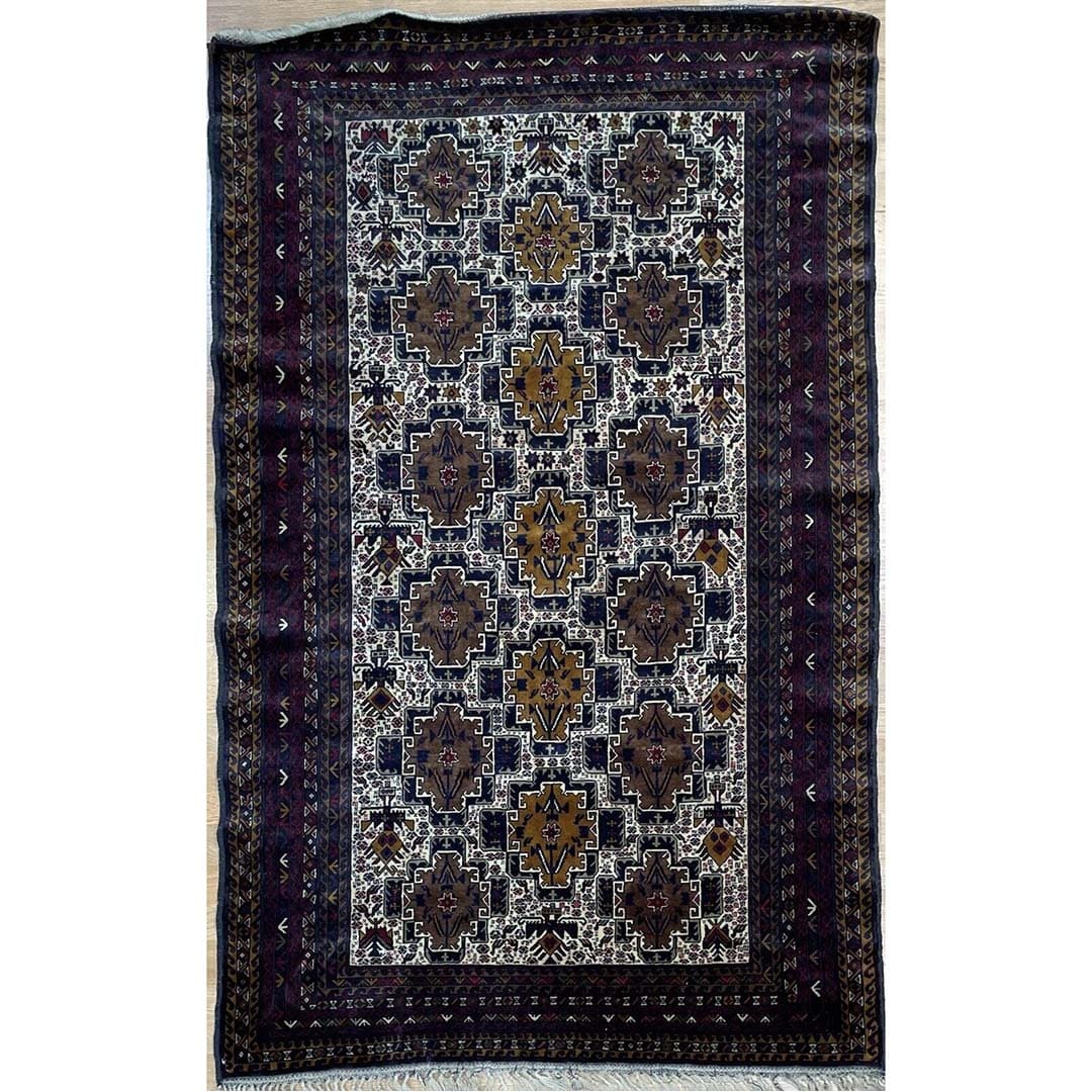 Terrific Tribal - 1960s Afghan Balouch Rug - Oriental Carpet - 3'9'' x 6' ft.