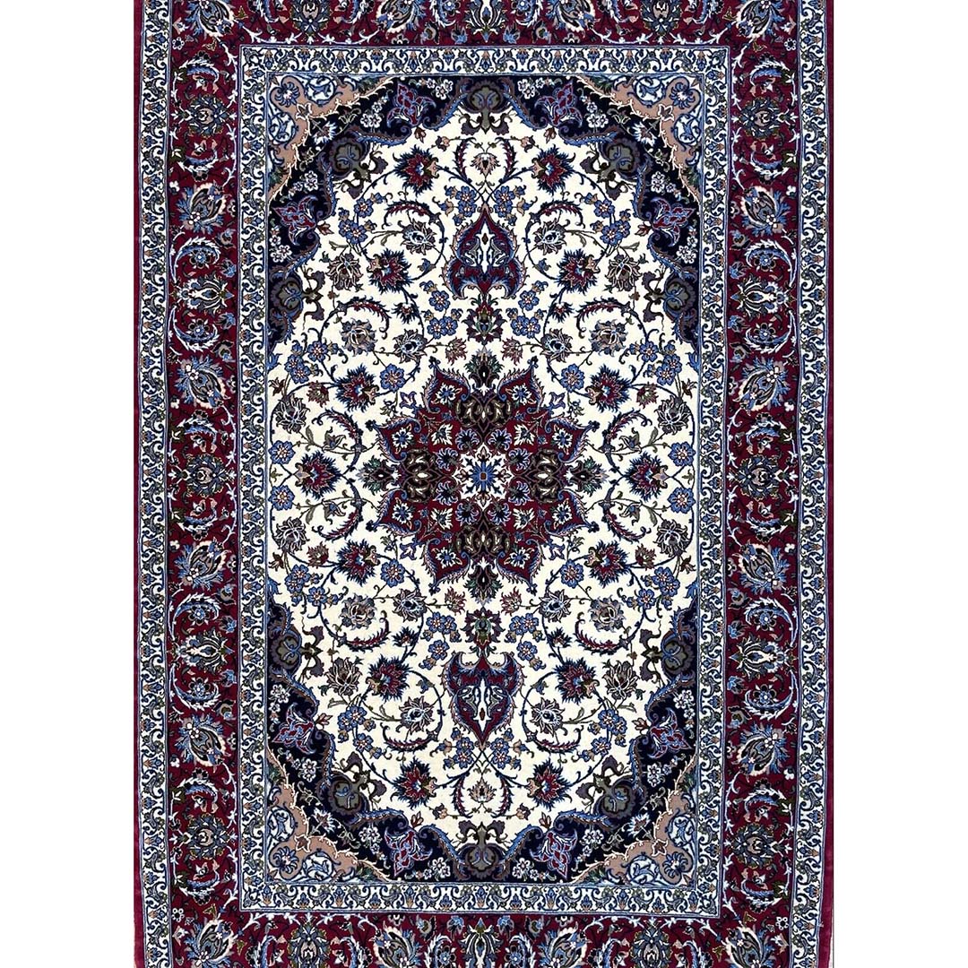 Perfect Persian - 1960s Esfahan Oriental Rug - Silk and Wool Carpet - 3'9" x 6'1' ft.