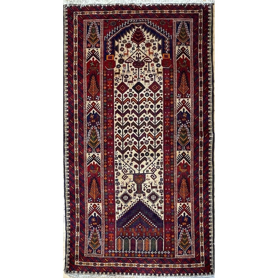 Terrific Tribal - 1960s Afghan Balouch Rug - Oriental Carpet - 3'6'' x 6'5'' ft.