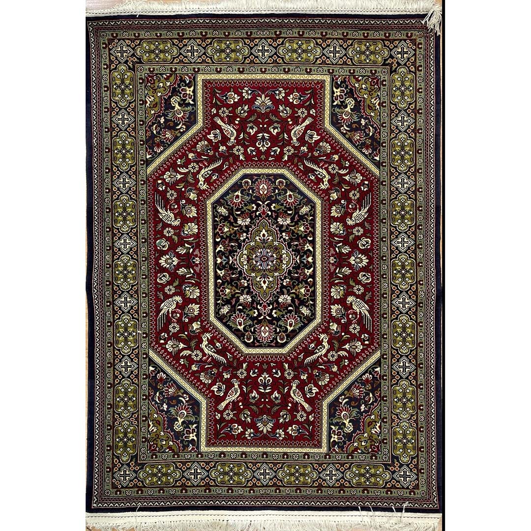 Fantastic Floral - 1970s Persian Qum Rug - Silk and Wool Carpet - 3'6" x 4'10" ft.