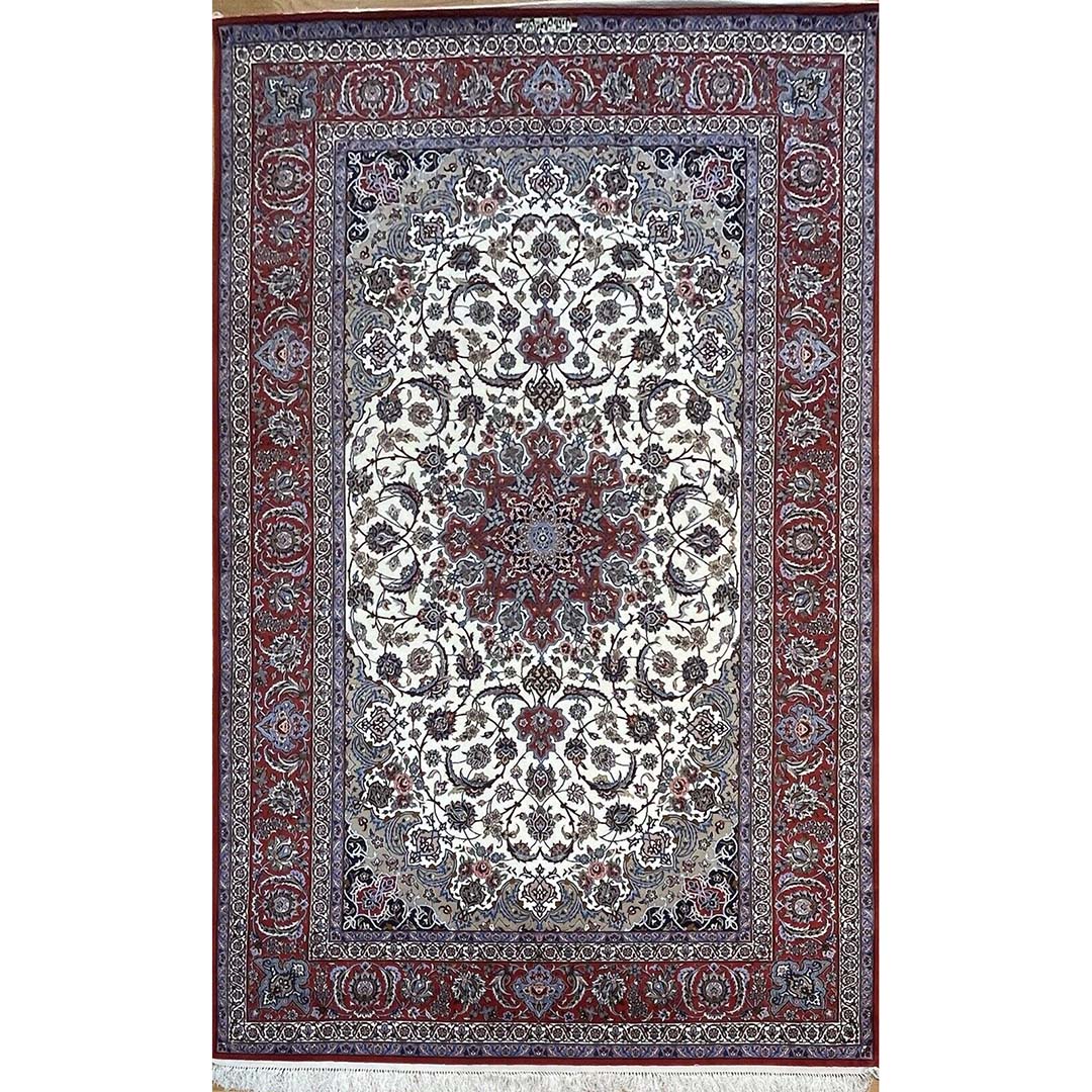 Perfect Persian - 1960s Esfahan Oriental Rug - Silk and Wool Carpet - 6'8" x 10' ft.