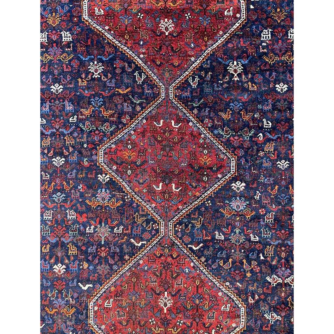 Tremendous Tribal 1910s Antique Khamseh Rug Oriental Carpet
