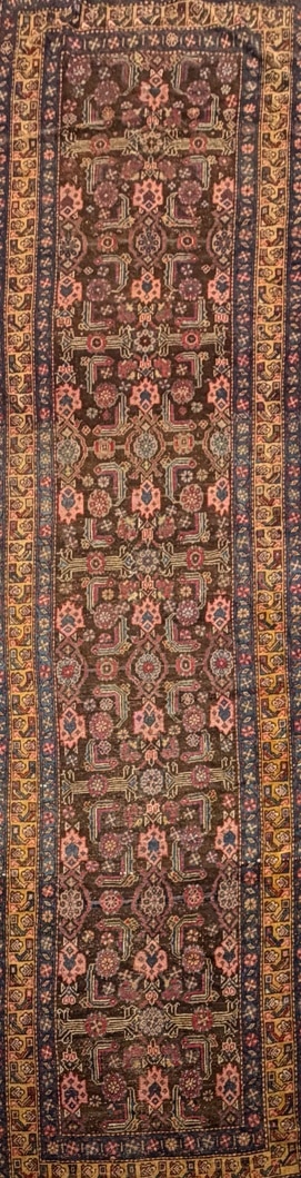 Alluring Azerbaijan Antique Persian Kurdish Runner top-down view