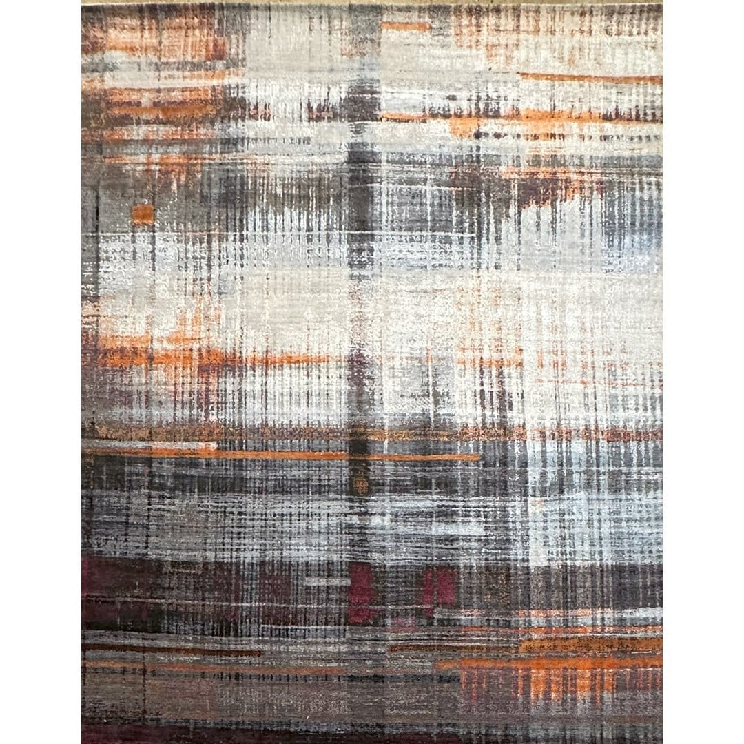 Abstract Abrash Brooklyn Collection rug with a contemporary linear pattern