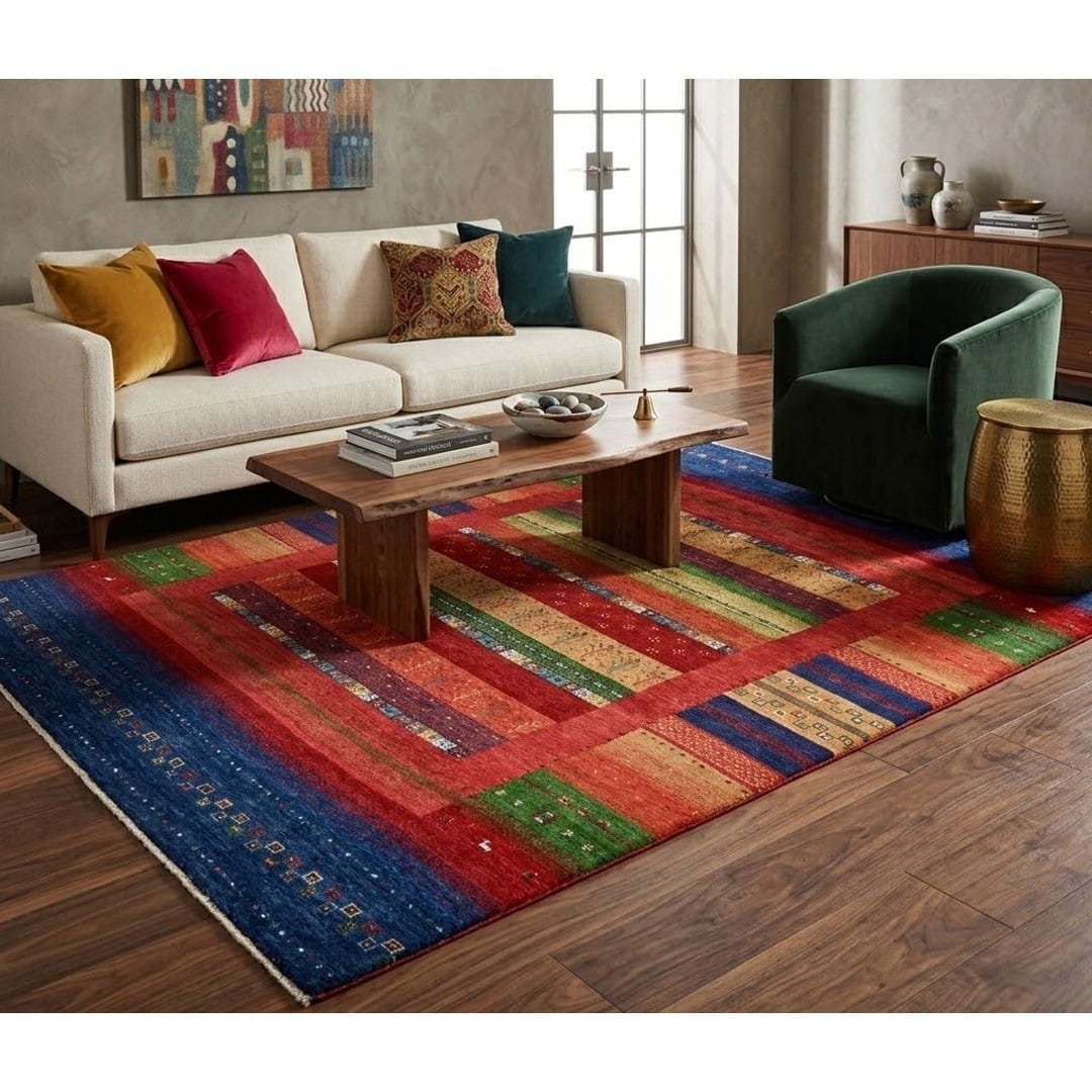 Catalog room styling image featuring Lovely Lori Buft Gabbeh