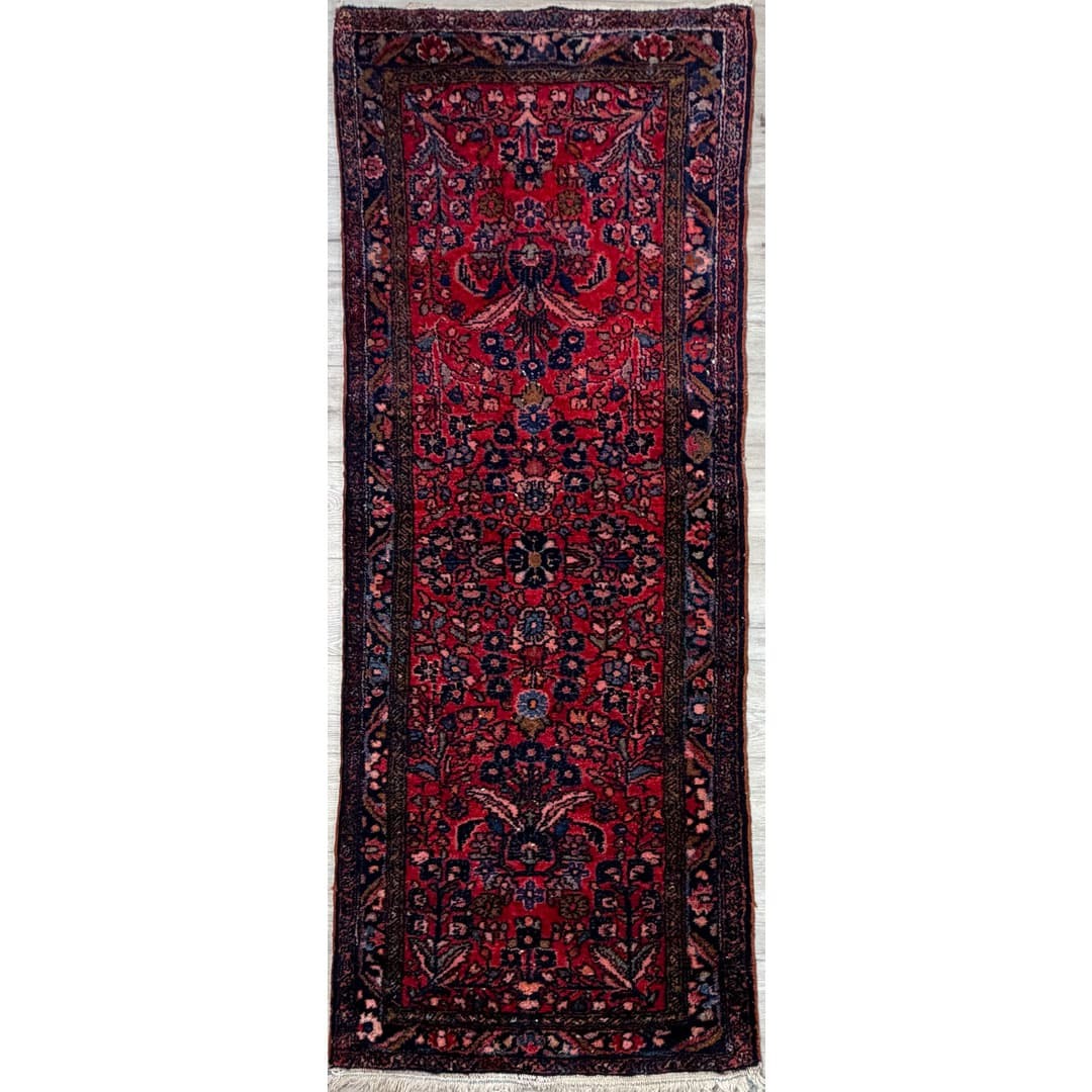 Luminous Lilihan antique Sarouk runner, full front view